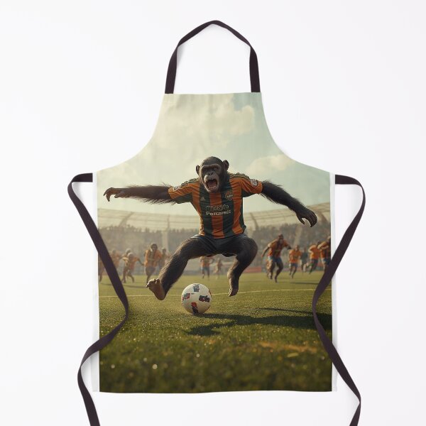Item preview, Monkey Footballer Wants to Score – Everyone Chases Him Funny Soccer Art designed and sold by Mustangana.