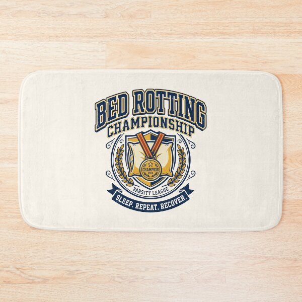 Item preview, Bed Rotting Championship Champion Lazy Humor Retro Badge designed and sold by SplashTastic.
