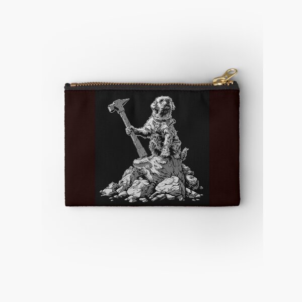 Item preview, Brave Shaggy Dog with Hammer Black and White Fantasy Art designed and sold by inkoutninja.