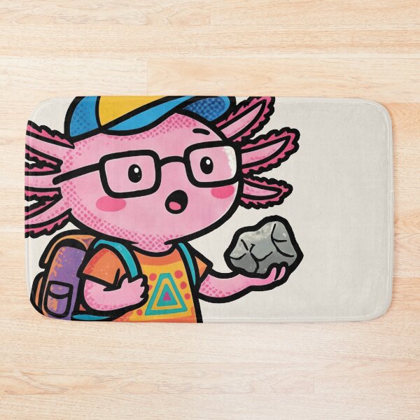 Item preview, I axolotl Questions cute nerd pink school kid tadpole with aztec shirt holding rock designed and sold by bard-art.