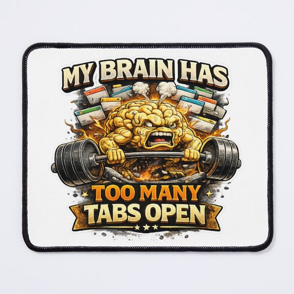 Item preview, Too Many Tabs Open Brain - Funny Overthinking Mental Grind Fitness Sticker designed and sold by Psychlee Best Finds.