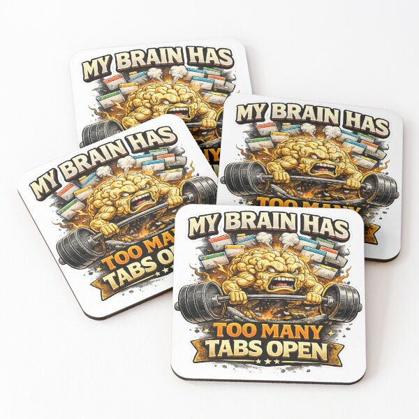 Item preview, Too Many Tabs Open Brain - Funny Overthinking Mental Grind Fitness Sticker designed and sold by Psychlee Best Finds.