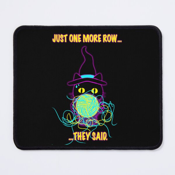 Item preview, Just One More Row Knitting Shirt – Funny Crochet & Knitter Gift, Frogging Yarn Humor, Witch Cat Neon Design designed and sold by ArtyWares.