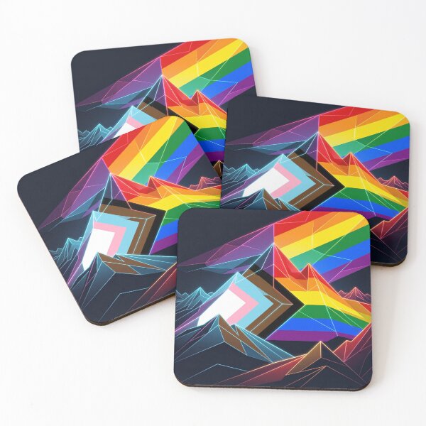 Item preview, Tech Noir Minimalist Progress Pride Mountain Range designed and sold by ryanguas.