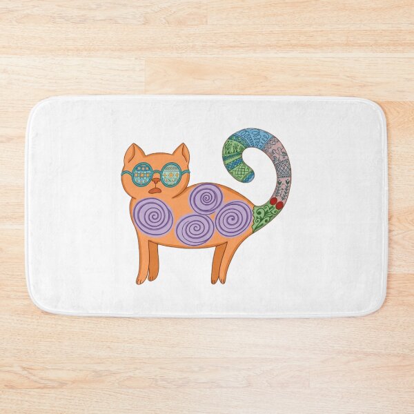 Item preview, Boho Hippie Cat with Mandala Patterns and Sunglasses designed and sold by LeshanArtUA.