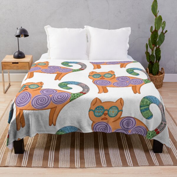Item preview, Boho Hippie Cat with Mandala Patterns and Sunglasses designed and sold by LeshanArtUA.