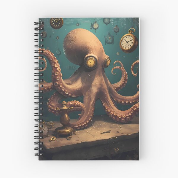 Item preview, The Deep Sea Watchmaker - Giant Octopus with Vintage Pocket Watches Art designed and sold by UnRealS.