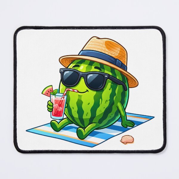Item preview, Cool Watermelon Chilling on the Beach - Tropical Summer Vibe designed and sold by TheCuriousPawn.