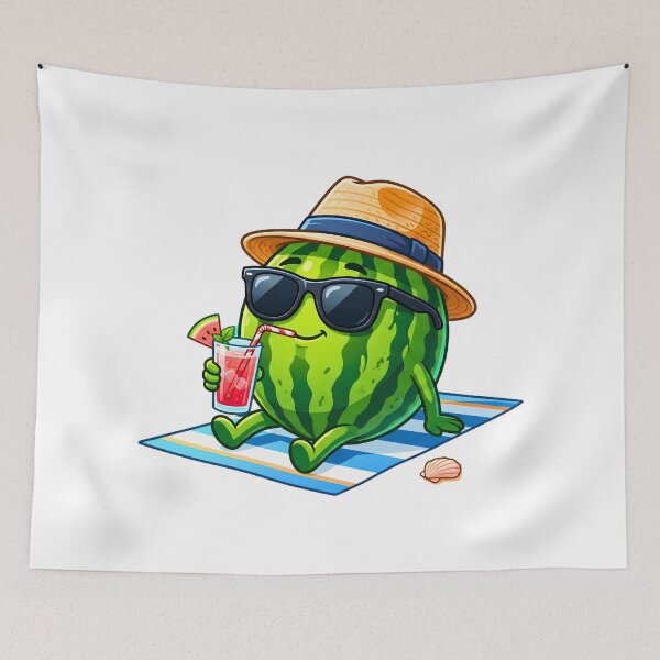 Item preview, Cool Watermelon Chilling on the Beach - Tropical Summer Vibe designed and sold by TheCuriousPawn.