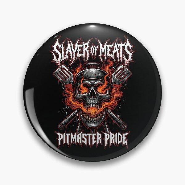 Item preview, Slayer of Meats Pitmaster Pride — Heavy Metal BBQ Skull Grill Art, Funny Dad Father's Day Gift designed and sold by Luminari Creations.