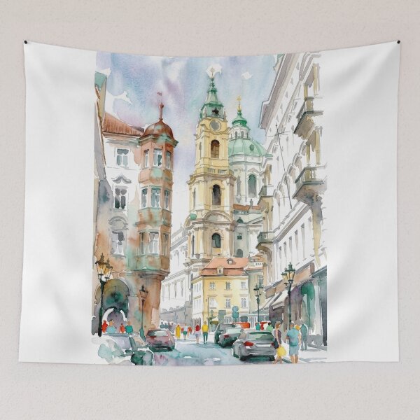 Item preview, Old Town Square with St Nicholas Church in Prague designed and sold by caracatita75.