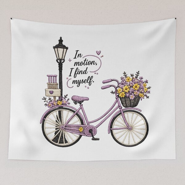 Item preview, In Motion, I Find Myself – Vintage Floral Bicycle Embroidery Style Design designed and sold by Aurelux_24.