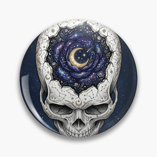 Item preview, The Star-Struck Skull | Celestial Night Bloom & Fine Line Anatomy Art designed and sold by Studio77-Gothic.