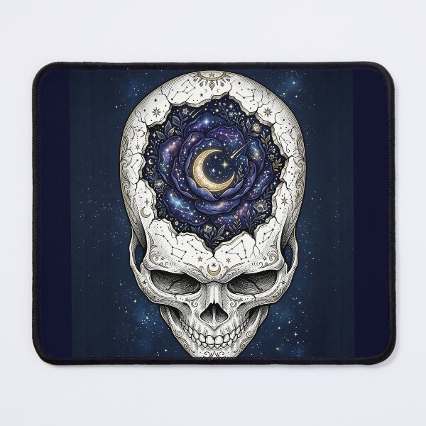 Item preview, The Star-Struck Skull | Celestial Night Bloom & Fine Line Anatomy Art designed and sold by Studio77-Gothic.