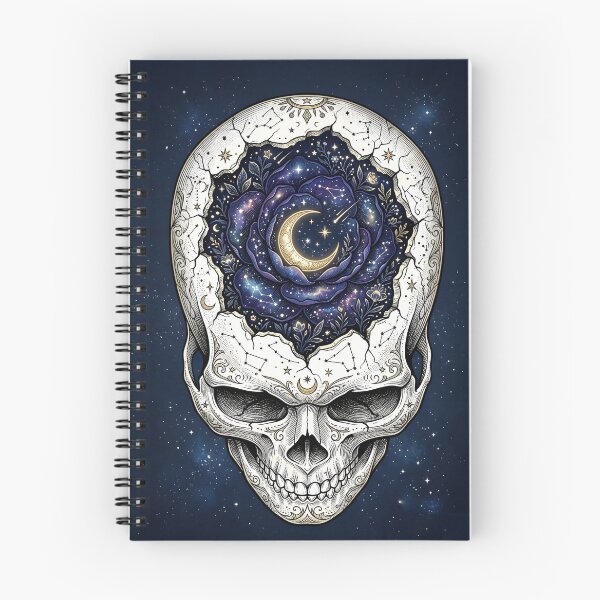 Item preview, The Star-Struck Skull | Celestial Night Bloom & Fine Line Anatomy Art designed and sold by Studio77-Gothic.