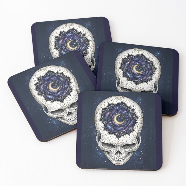 Item preview, The Star-Struck Skull | Celestial Night Bloom & Fine Line Anatomy Art designed and sold by Studio77-Gothic.