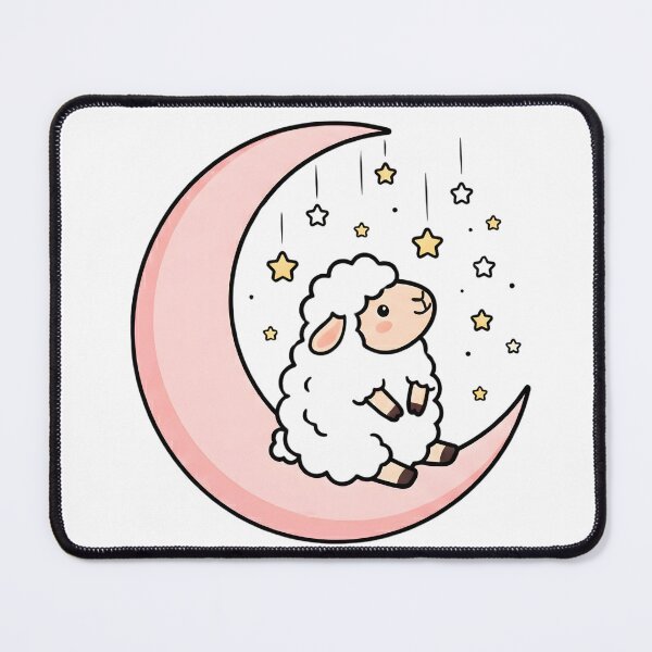 Item preview, Cute Bold Outline Sheep on Moon and Stars designed and sold by TheCuriousPawn.