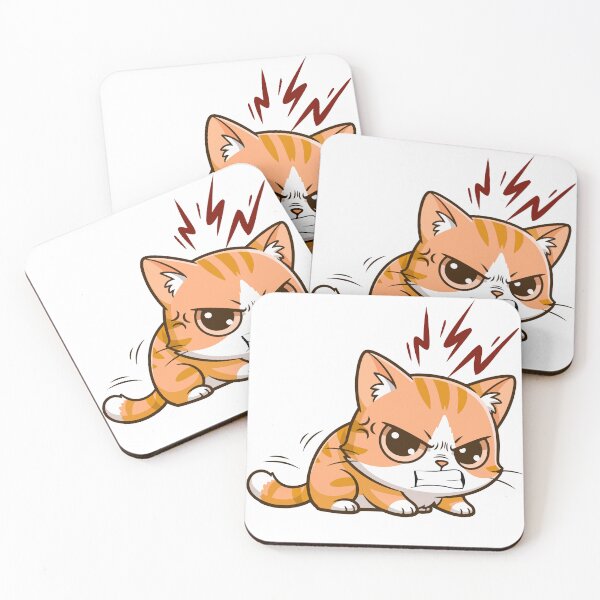 Item preview, Angry Kawaii Cat Cute Mad Kitten Funny Cartoon Sticker designed and sold by Pandey14.