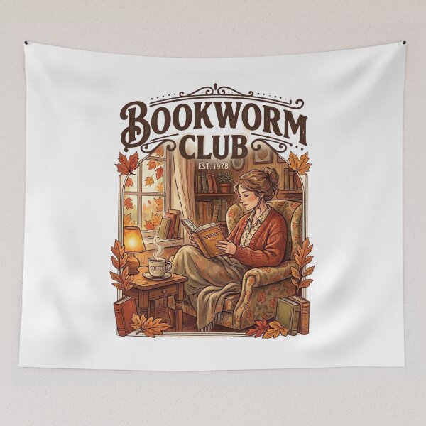 Item preview, Bookworm Club Cozy Autumn Reading Scene Vintage Coffee & Book Lover Design designed and sold by urbinet.