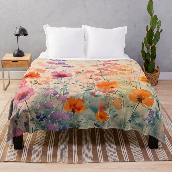 Item preview, Colorful Watercolor Wildflower Meadow With Poppies designed and sold by solynneart.