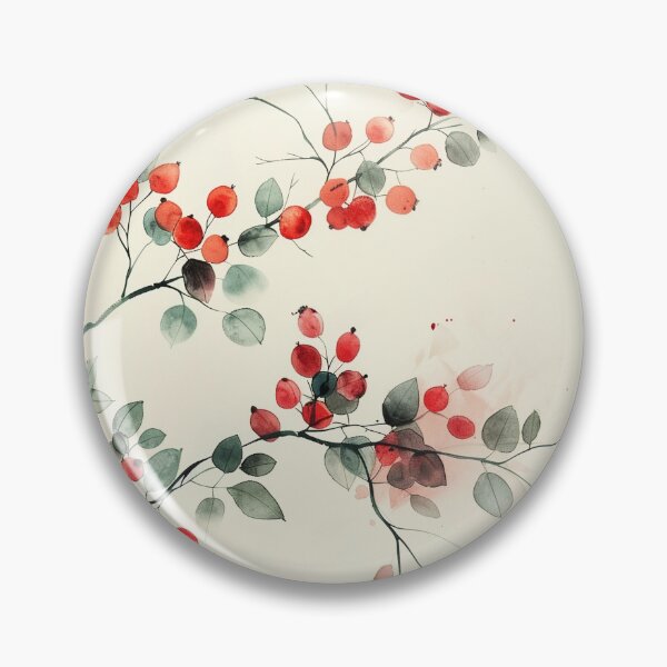 Item preview, Minimalist Watercolor Botanical Branch With Red Berries designed and sold by solynneart.