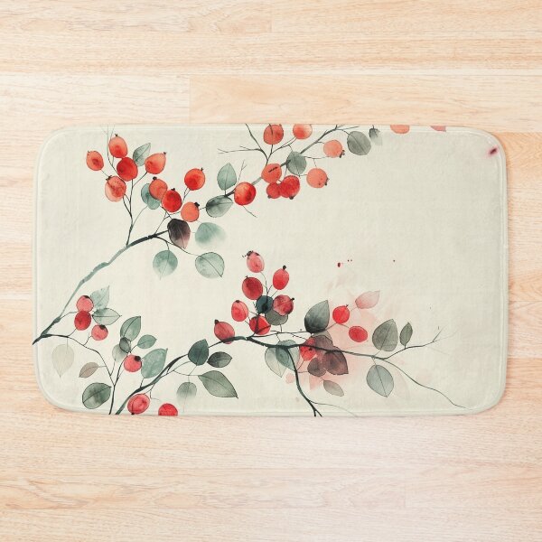 Item preview, Minimalist Watercolor Botanical Branch With Red Berries designed and sold by solynneart.