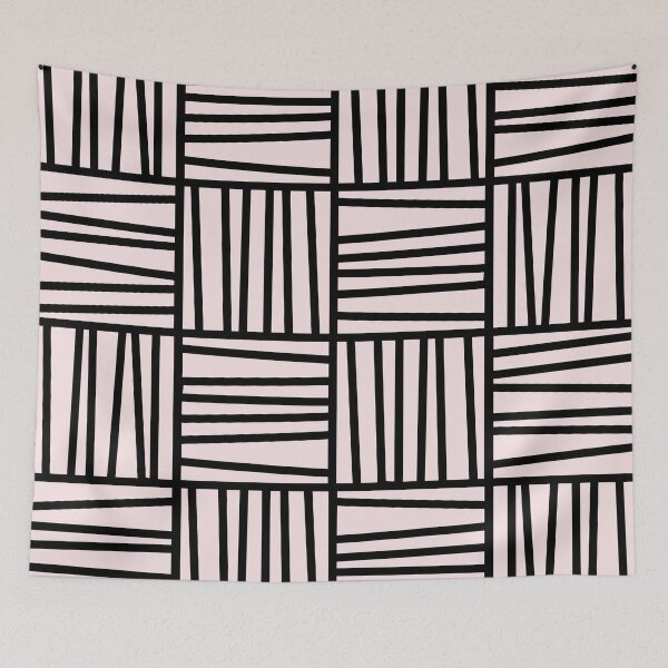 Item preview, Bold Graphic Memphis Pattern, Black & Pink Blocks & Lines designed and sold by 5mmpaper.