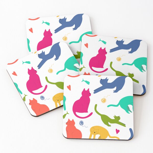 Item preview, ​Colorful Minimalist Cat Pattern - Cute Retro Pop Art Kittens Seamless Design designed and sold by crystalar95.