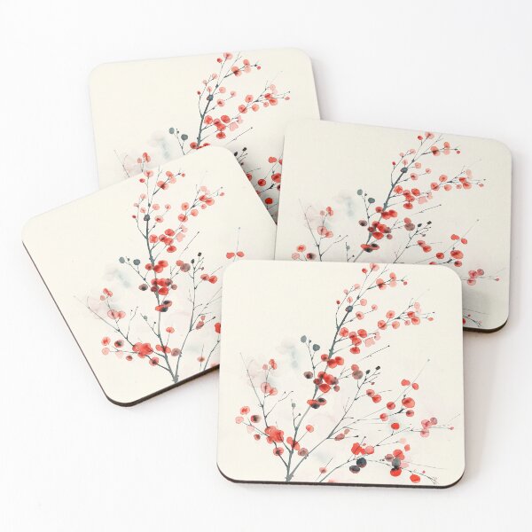 Item preview, Minimalist Watercolor Red Berry Branch designed and sold by solynneart.