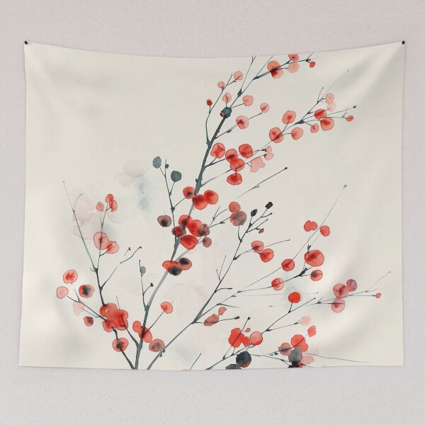 Item preview, Minimalist Watercolor Red Berry Branch designed and sold by solynneart.
