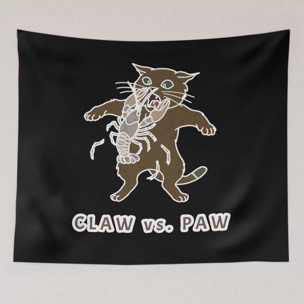 Item preview, Brown Cat Fighting Crawfish Linework Graphic  designed and sold by LeshanArt.