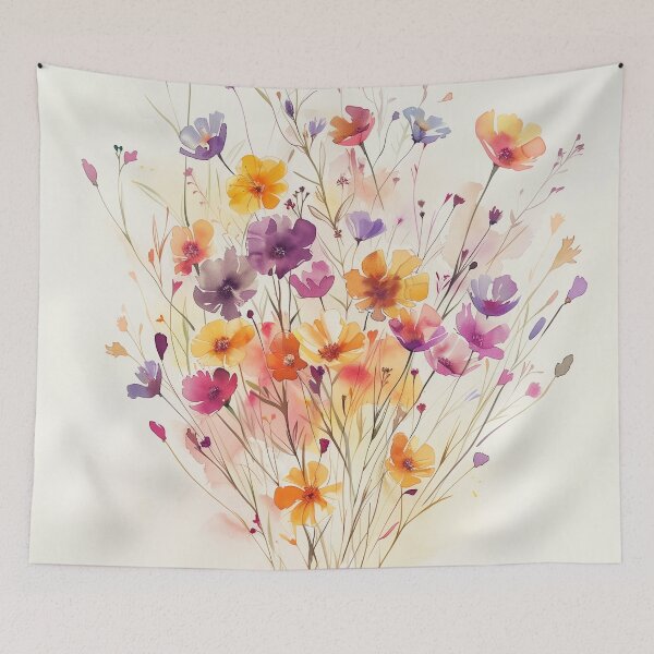 Item preview, Colorful Watercolor Wildflower Bouquet With Yellow Flowers designed and sold by solynneart.