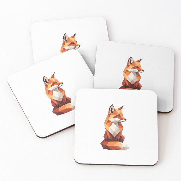 Item preview, a realistic geometric fox sitting on a black background designed and sold by VerizalShop.