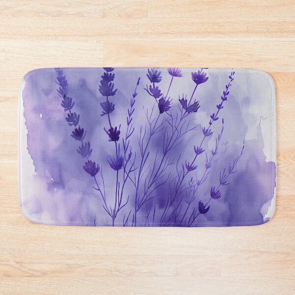 Artikelvorschau, Lila Aquarell-Lavendelblüten mit botanischen Silhouetten entworfen und verkauft von solynneart.