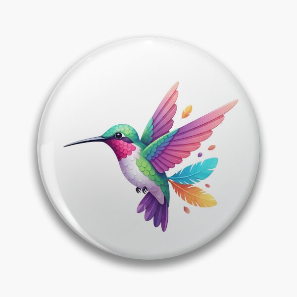Item preview, a rainbow-colored hummingbird hovering in mid-air with a long beak designed and sold by VerizalShop.