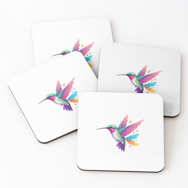 Item preview, a rainbow-colored hummingbird hovering in mid-air with a long beak designed and sold by VerizalShop.