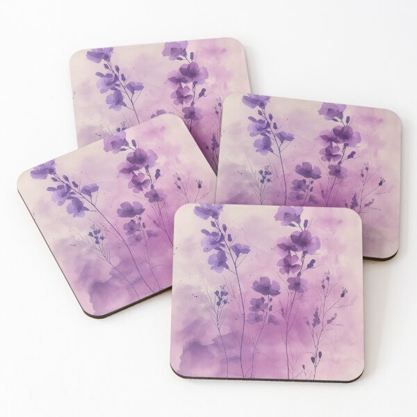 Item preview, Purple Watercolor Wildflowers With Pink Botanical Washes designed and sold by solynneart.