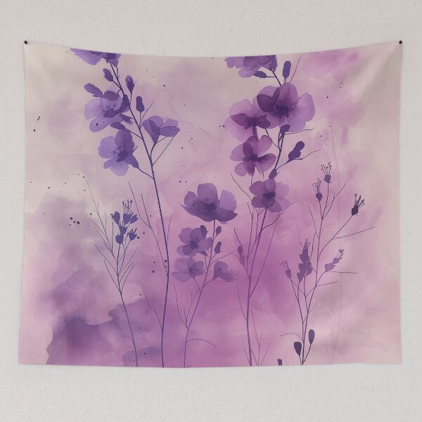 Item preview, Purple Watercolor Wildflowers With Pink Botanical Washes designed and sold by solynneart.
