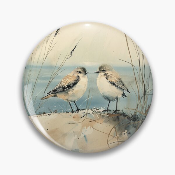 Item preview, Coastal Watercolor Birds With Beach Grass designed and sold by solynneart.