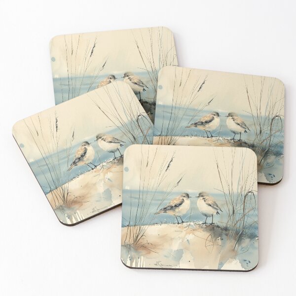 Item preview, Coastal Watercolor Birds With Beach Grass designed and sold by solynneart.