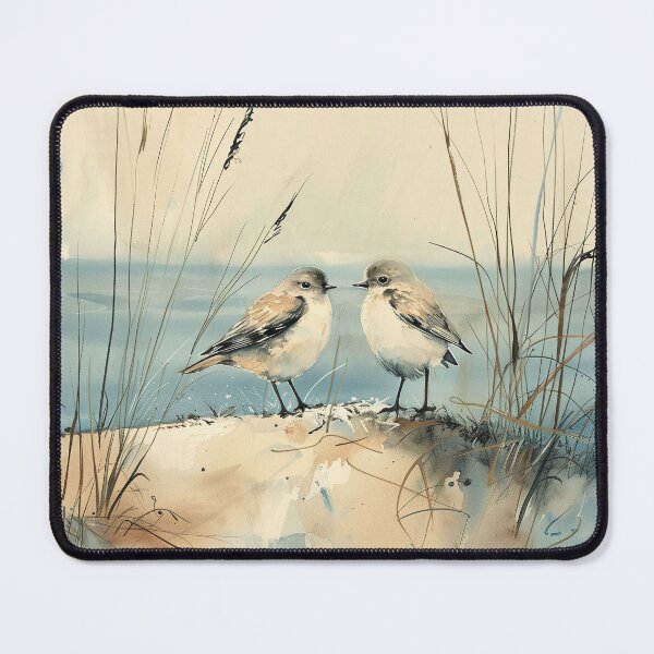 Item preview, Coastal Watercolor Birds With Beach Grass designed and sold by solynneart.