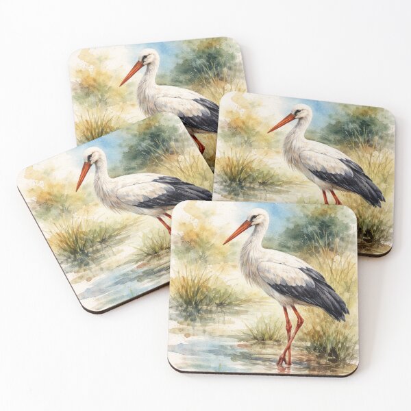 Item preview, White Stork Watercolor Illustration - Elegant Bird Art designed and sold by Darlin8888.