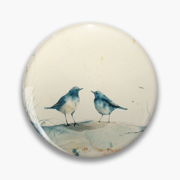 Item preview, Two Blue Watercolor Coastal Birds With Beach Grass designed and sold by solynneart.