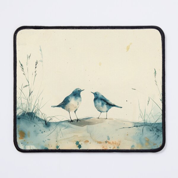 Item preview, Two Blue Watercolor Coastal Birds With Beach Grass designed and sold by solynneart.