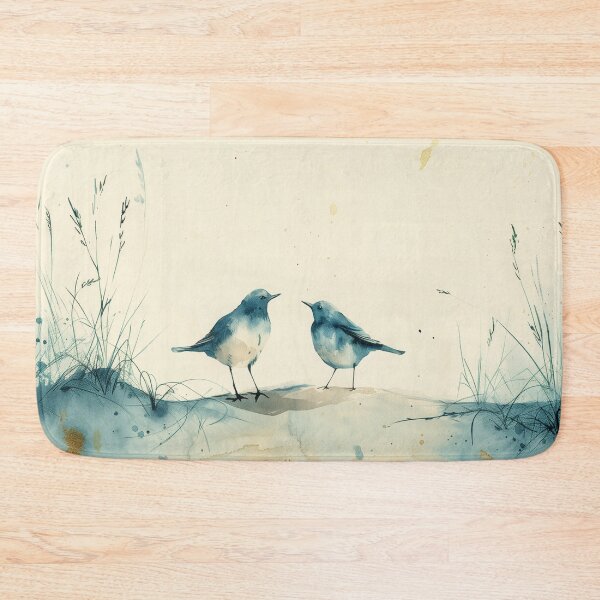 Item preview, Two Blue Watercolor Coastal Birds With Beach Grass designed and sold by solynneart.