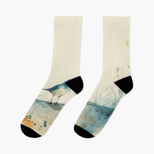 Item preview, Two Blue Watercolor Coastal Birds With Beach Grass designed and sold by solynneart.