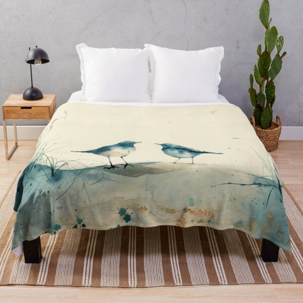 Item preview, Two Blue Watercolor Coastal Birds With Beach Grass designed and sold by solynneart.