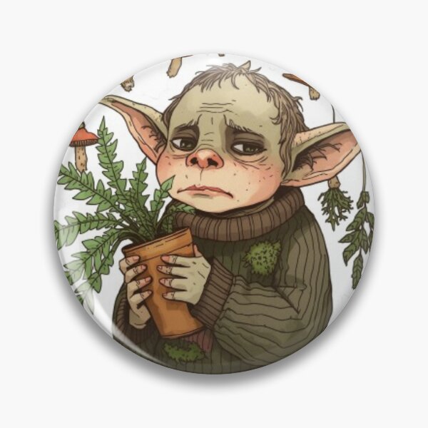 Item preview, Worried Goblin Plant Parent Sticker — Goblincore Cottagecore Sad Mushroom Botanical Fantasy Creature Cute Decal designed and sold by CosyCush.
