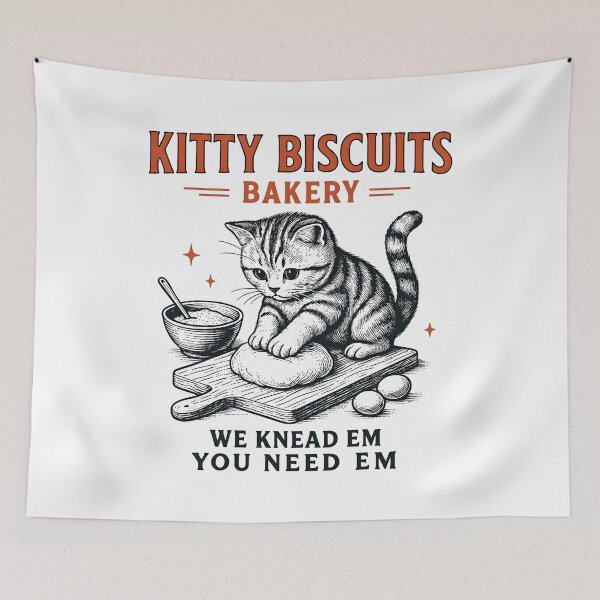Item preview, Kitty Biscuit Bakery Funny Cat Knead You Need Sourdough Cat Meme designed and sold by Tanjaberto.