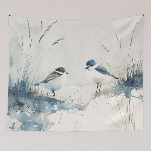 Item preview, Two Watercolor Shore Birds With Coastal Grass designed and sold by solynneart.